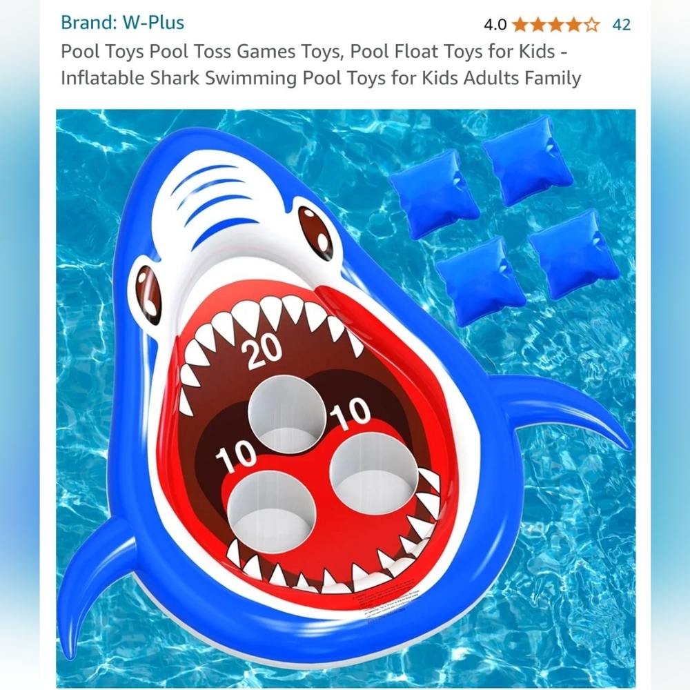 Shark floating pool toss game